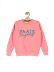Pink Paris Print Round Neck Sweatshirt