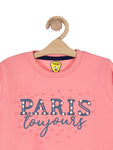 Pink Paris Print Round Neck Sweatshirt