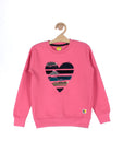 Pink Heart Printed Round Neck Sweatshirt