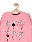 Peach Girls Print Round Neck Sweatshirt