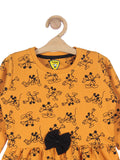Mustard Mickey Printed Cotton Frock