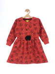 Maroon Mickey Printed Cotton Frock