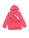 Red Dinosaur Printed Hooded Sweatshirt