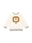 Lion Printed Cream Fleece Sweatshirt