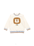 Lion Printed Cream Fleece Sweatshirt