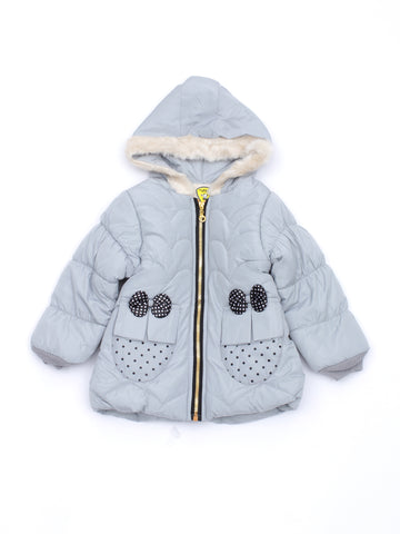 Grey Front Open Hooded Jacket