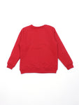 Red Fur Lined Printed Round Neck Sweatshirt