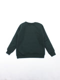 Green Fur Lined Printed Round Neck Sweatshirt