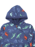Blue Dinosaur Printed Hooded Sweatshirt