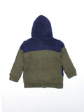Green Blue Front Open Hooded Sweater