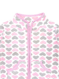 Pink Heart Print Front Open Sweatshirt