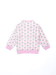 Pink Heart Print Front Open Sweatshirt