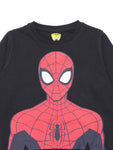 Black Spiderman Print Round Neck Sweatshirt