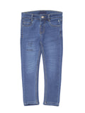 Mild Distressed Slim Fit Printed Jeans - Blue
