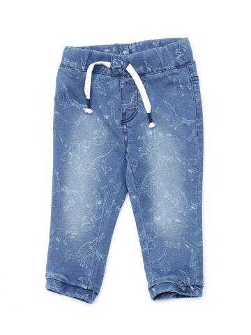 Mild Distressed Jogger Jeans - Blue