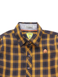 Full Sleeve Check Shirt With Roll Up Sleeves - Orange