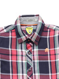 Full Sleeve Check Shirt With Roll Up Sleeves - Maroon