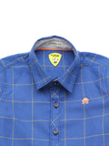 Full Sleeve Check Shirt With Roll Up Sleeves - Blue