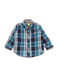 Full Sleeve Check Shirt With Roll Up Sleeves - Green