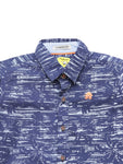 Printed Full Sleeve Shirt With Roll Up Sleeves - Navy Blue
