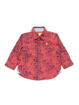 Printed Full Sleeve Shirt With Roll Up Sleeves - Maroon