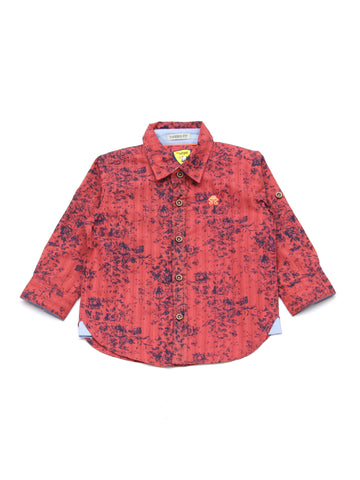 Printed Full Sleeve Shirt With Roll Up Sleeves - Maroon