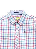 Full Sleeve Check Shirt With Roll Up Sleeves Attached T-Shirt - White