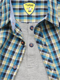 Full Sleeve Check Shirt With Roll Up Sleeves Attached T-Shirt - Green