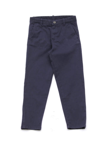 Peach Finish Straight Trouser - Navy Blue