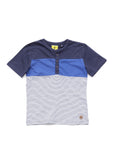 Henley Collared Striped Tshirt - Blue