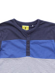 Henley Collared Striped Tshirt - Blue