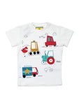 Car Printed Tshirt - White