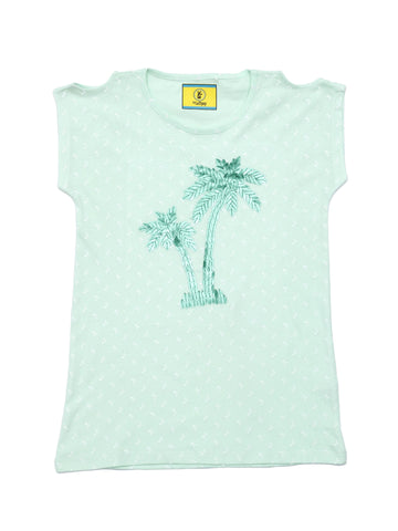 Palm Tree Embellished Top - Green