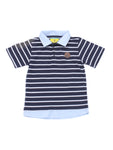 Collared Striped Tshirt - Navy Blue