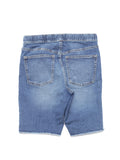 Distressed Denim Shorts With Drawstring - Blue