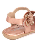 Sandals With Velcro Closure - Gold