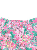 Floral Printed Cotton Shorts With Turn Up Bottom - Pink