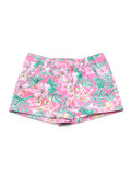 Floral Printed Cotton Shorts With Turn Up Bottom - Pink