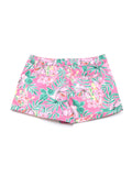 Floral Printed Cotton Shorts With Turn Up Bottom - Pink