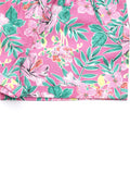 Floral Printed Cotton Shorts With Turn Up Bottom - Pink