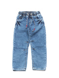 Elastic Waist Jeans With Drawstrings - Blue