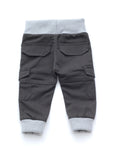 Elastic Waist Cotton Cargo Jogger Trousers With Drawstrings - Grey