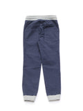 Elastic Waist Cotton Jogger Trousers With Drawstrings - Navy Blue