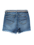 Mild Distressed Denim Shorts With Belt - Blue