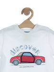 Car Print Tshirt With Patch - White