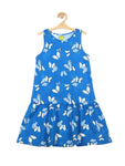 Butterfly Print Sleeveless Frock - Blue