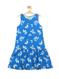 Butterfly Print Sleeveless Frock - Blue