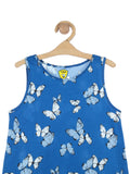 Butterfly Print Sleeveless Frock - Blue