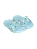 Heart Printed Slippers - Blue