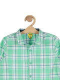 Full Sleeve Check Cotton Shirt With Roll Up Sleeves - Green